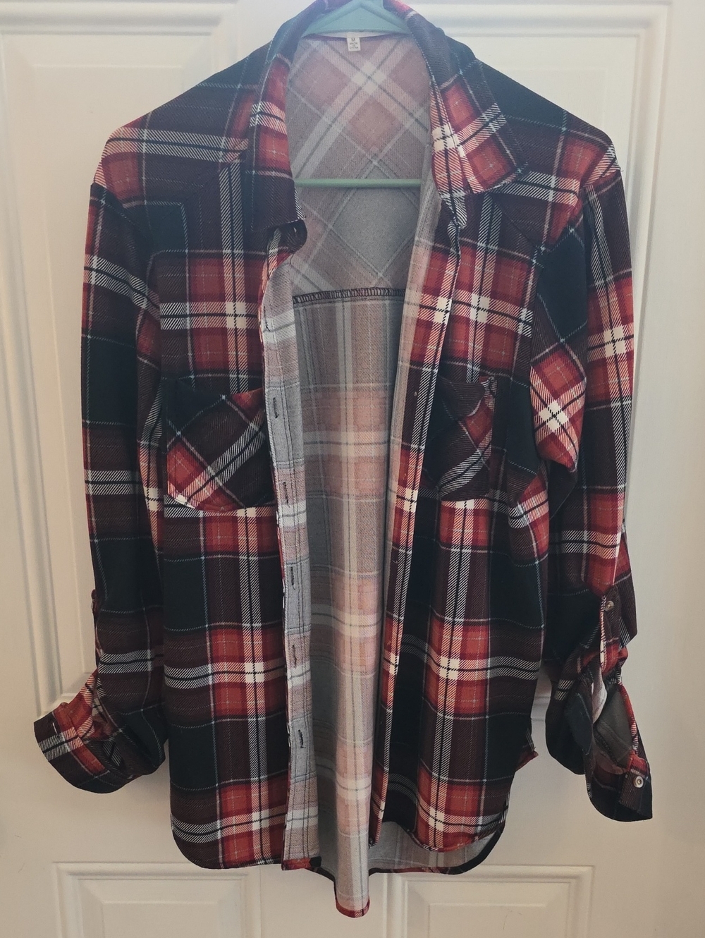 Eden & Olivia Red, Black & White Plaid Button-Down Shirt